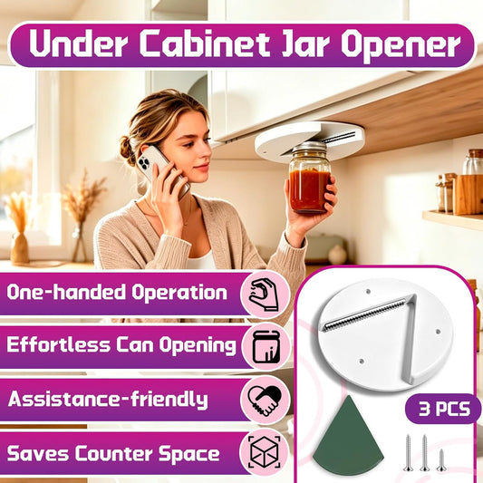 3 Pcs Under Cabinet Jar Openers for Seniors, Weak Hands, White | Easy Grip, Heavy Duty, One Handed
