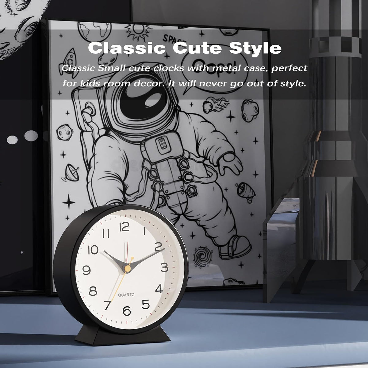 AYRELY® 4.5" Analog Alarm Clock, Small Retro Desk Clock and Table Clock
