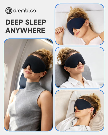 Sleep Mask for Side Sleeper Men Women, 100% Light Blocking Eye Mask for Lash Extensions, Soft 3D Contoured Zero Pressure Blindfold Sleeping Masks for Travel, Breathable Adjustable Eye Cover, Navy