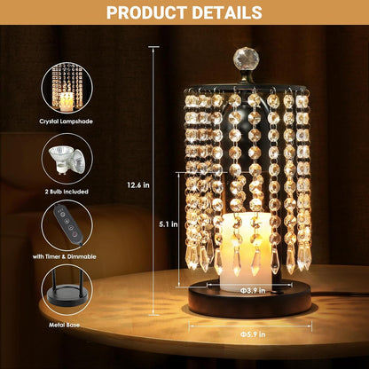 Gold Candle Warmer Lamp with Timer and Dimmer - Electric Candle Warmer,Crystal Candle Lamp for Bedroom Decor,Flameless Scented Candle Light Warmer,House Warming Gift New Home for Women