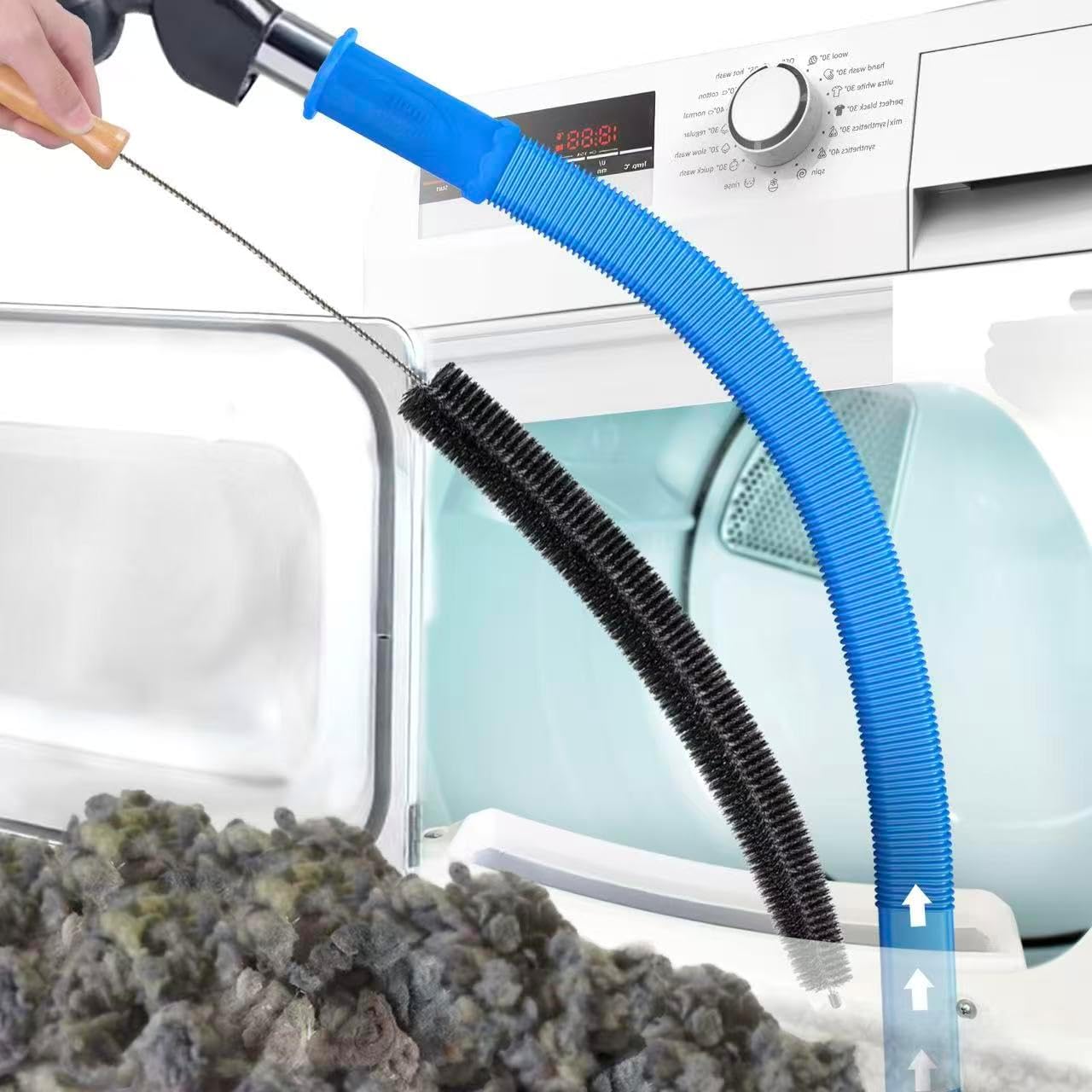 2Pcs Dryer Vent Cleaner Kit, Lint Brush & Universal Vacuum Hose Blue | Universal Flexible Hose Without Whistling Noise | Reach Deep Traps - Remove Hidden Lint, Speed Drying & Reduce Fire Risk