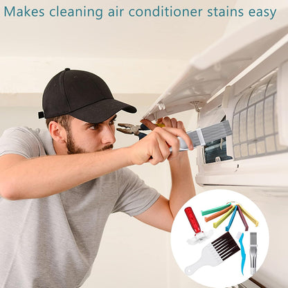5 Pcs Air Conditioner Fin Cleaner Set 3 Different Ac Fin Comb Condenser Fin Straightener,2 Different Brush Condenser Ac Coil Cleaner Air Refrigerator Fin Cleaner Evaporator Radiator Repair Clean Tool