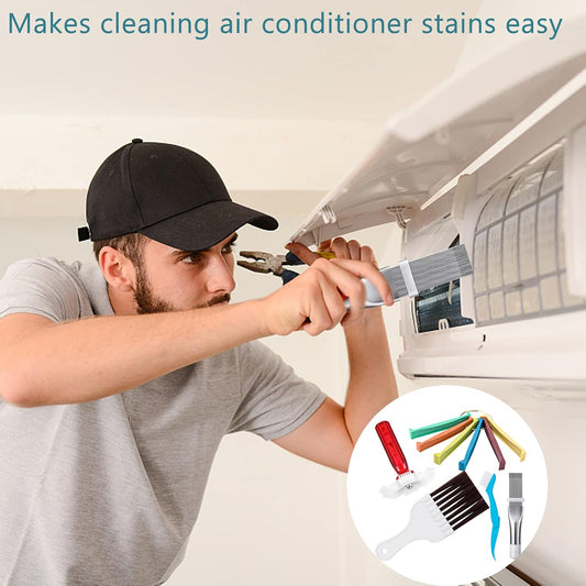 5 Pcs Air Conditioner Fin Cleaner Set 3 Different Ac Fin Comb Condenser Fin Straightener,2 Different Brush Condenser Ac Coil Cleaner Air Refrigerator Fin Cleaner Evaporator Radiator Repair Clean Tool