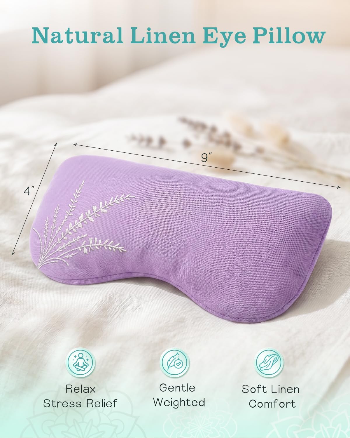 Hihealer Weighted Lavender Eye Pillow, Linen Flaxseed Eye Mask for Sleeping