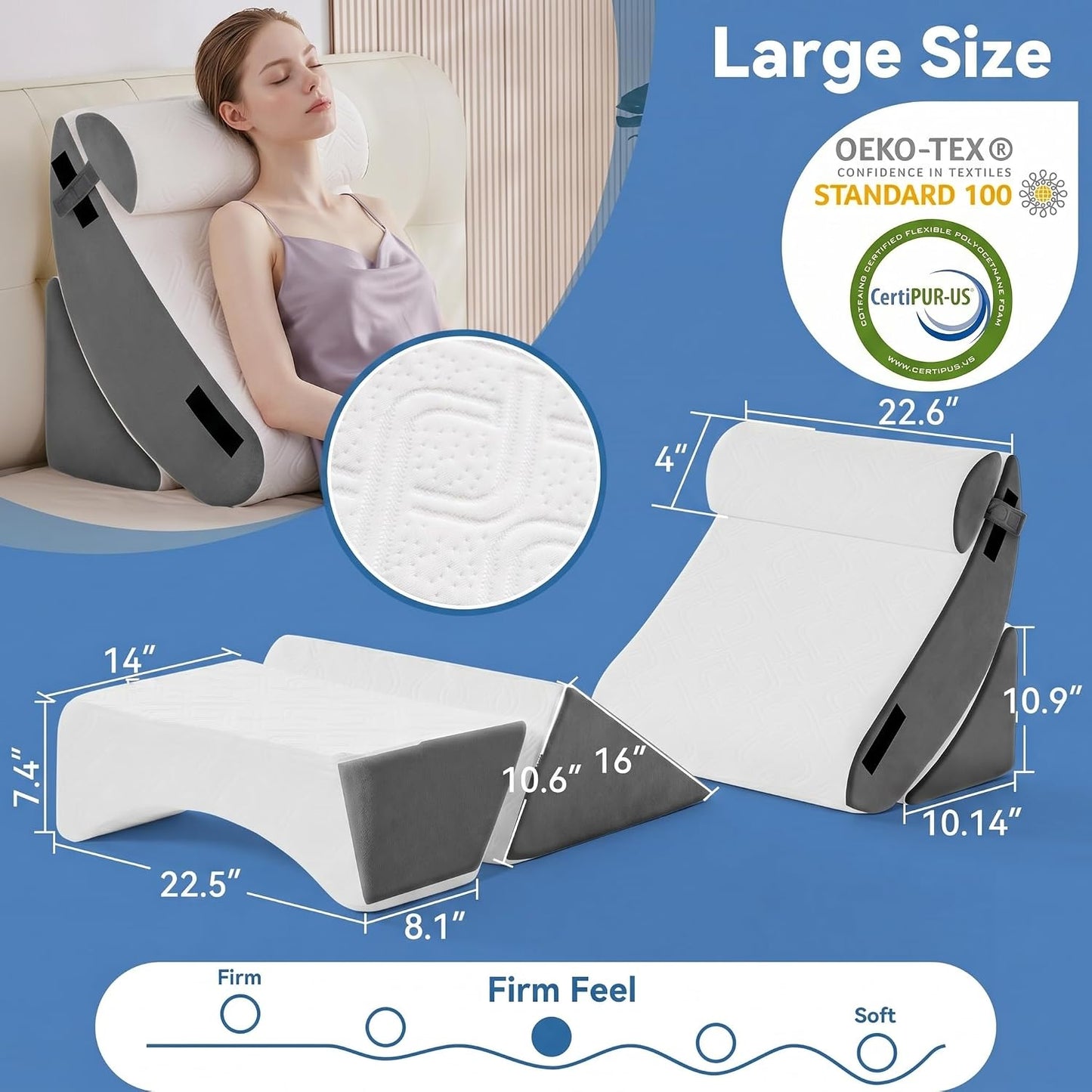 5PCS Wedge Pillow Set for After Surgery,Bed Pillow for Sleeping | Memory Foam Orthopedic Back Pillow for Pain Relief and Acid Reflux, Adjustable Sitting Up for Bed Post Surgery Pillow Green