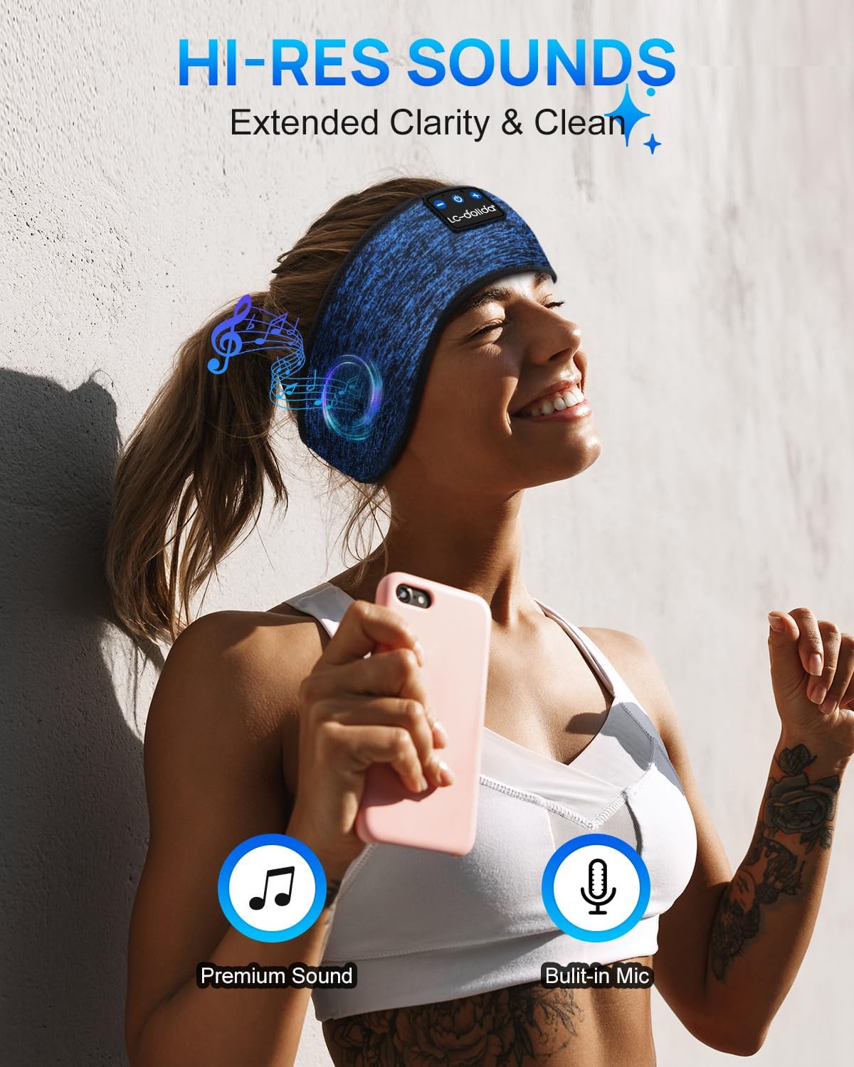 LC-dolida Sleep Headphones Headband Bluetooth 5.4, Sports Headband Earphones Wireless with Speaker Microphone USB C for Women Sleeping Gift Workout Jogging Yoga Insomnia Travel Meditation, Butterfly