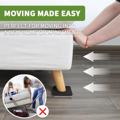 Furniture Sliders for Carpet and Hardwood, 8 PCS 3 1/2", Brown | Furniture Sliders for Hardwood Floors, Sliders for Moving Furniture, Furniture Movers Sliders, Combo Pack, Square
