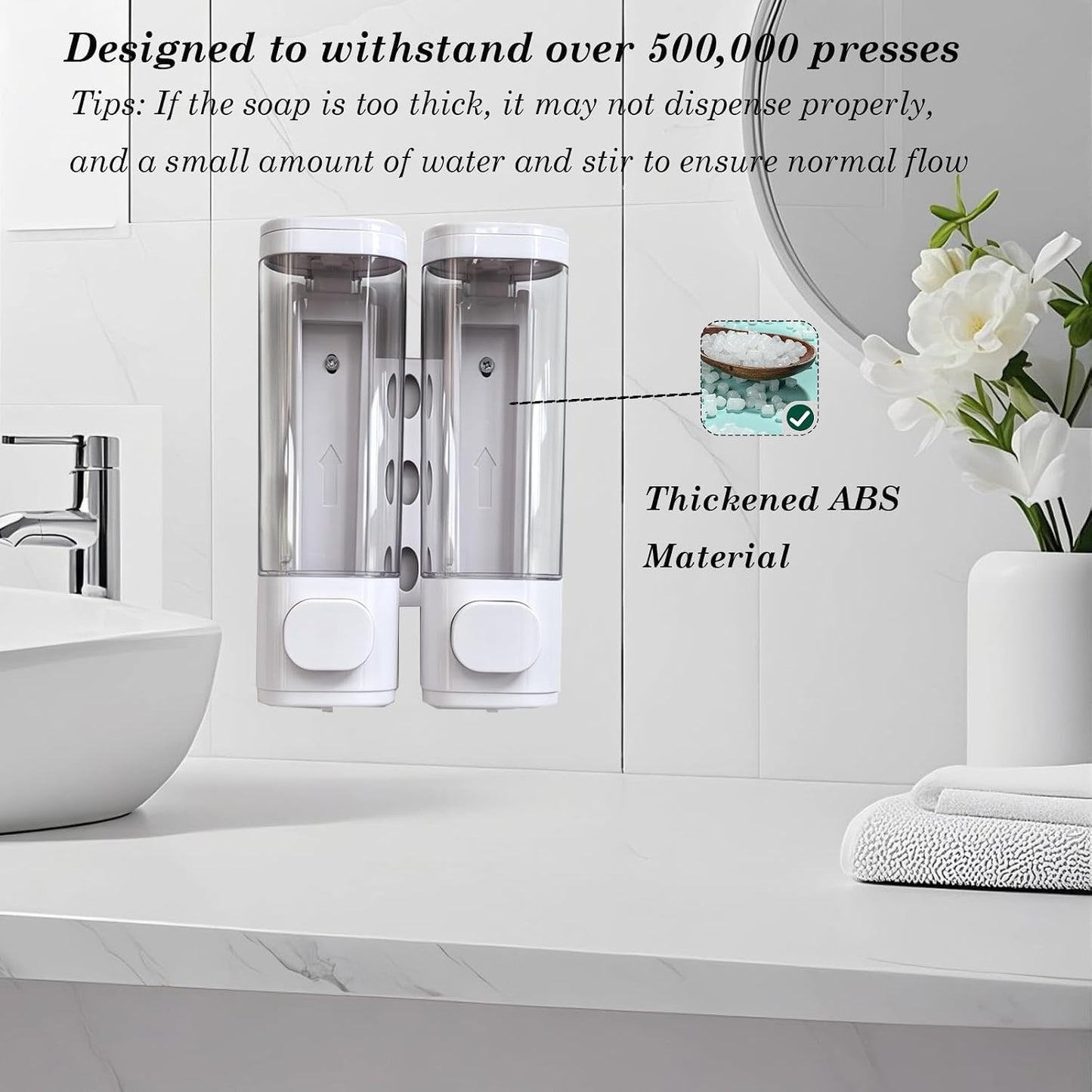 10oz/300ml Single Manual Wall Mounted Soap Dispenser, Black | Bathroom Shampoo and Conditioner Dispenser, Clear Plastic Refillable Liquid Lotion Pump Dispenser and Organizer