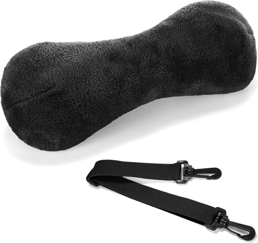 Colingmill 1 Pc Neck Pillow for Recliner Headrest Pillow Bone Shaped Chair Plush with Adjustable Strap Neck Support and Pain Relief Curve Head Cushion for Car Travel Airplane (Grey)