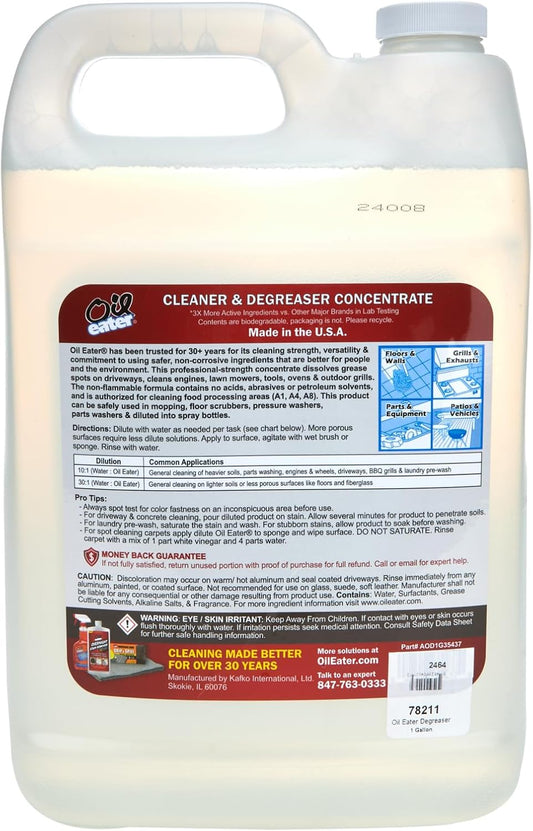 Oil Eater Original 1 Gallon Cleaner, Degreaser - Dissolve Grease Oil and Heavy-Duty Stains – Professional Strength