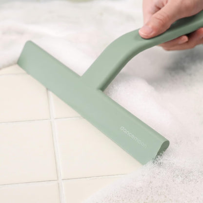 JustHang Shower Squeegee with Built-in Hook, 10-Inch Black | Award-Winning Design, All-One-Piece Soft-Touch Silicone, for Glass Door, Bathroom, Window, Mirror, Tile Wall, Car