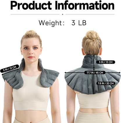 Microwave Heating Pad for Neck and Shoulders, Natural Fillings, Weighted Microwavable Heated Neck Wrap Warmer, Hot and Cold Compress for Relaxation and Soothing, Lavender Scented