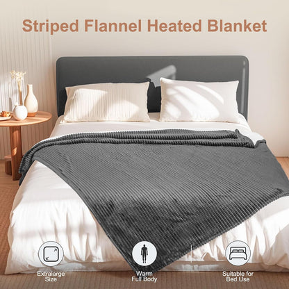 Tefici Heated Blanket Throw,Ultra Soft 2-Layer Flannel Electric Blanket