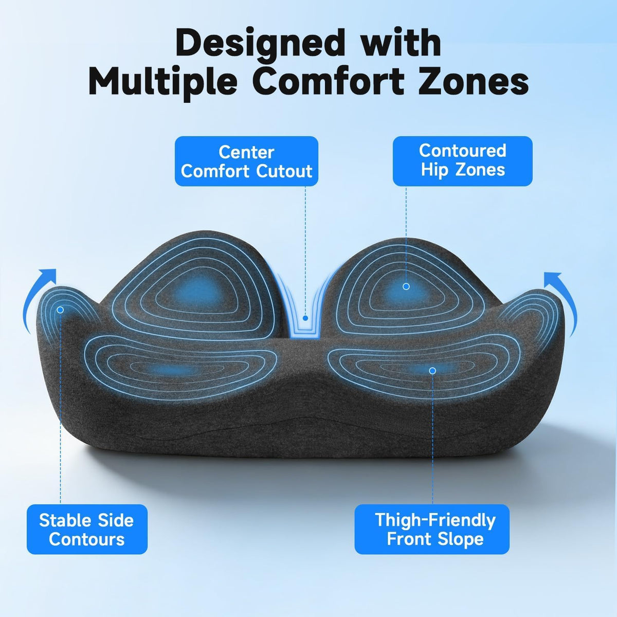 Office Chair Cushion Tailbone Pressure Relief Long Sitting Comfort Large