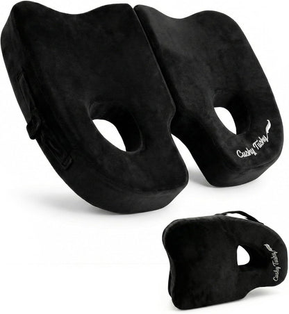 Cushy Tushy Premium Foldable Travel Seat Cushion - for Relief of Lower Back, Sciatic, Butt and Tailbone Pain - for Home & Office Use, Perfect for Travel or Driving - Coccyx Seat Cushion