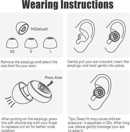 58-26dB Dual Mode Noise Cancelling Ear Plugs for Sleeping, Ear Protection – Flexible Soft Silicone Reusable Earplugs for Side Sleepers, Concerts, Airplane and Focus, with Portable Case