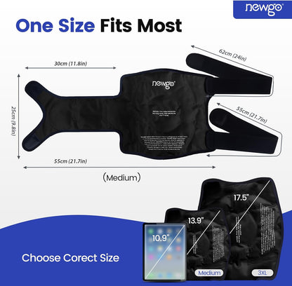NEWGO Knee Ice Pack Wrap, 360° Full Wrap, Blue | Y-shaped Strap Stays Put, Reusable for Knee Replacement, ACL, Arthritis, Swelling, and Sports Injuries, 21.7" x 9.8"