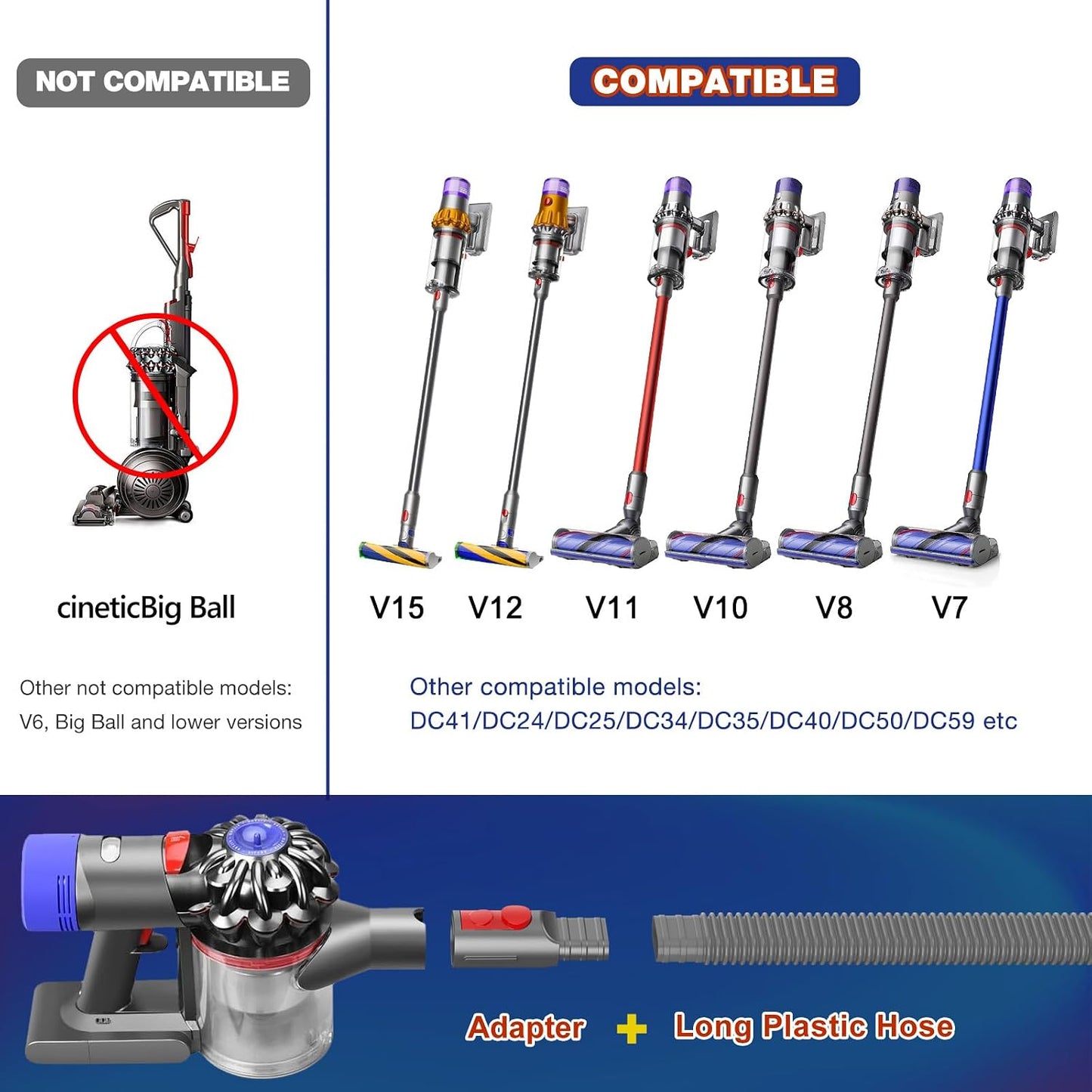 Sealegend Dryer Lint Vacuum Attachment Hose Compatible with Dyson V15 V12 V11 V10 V8 V7 Gen5 Cordless Vacuum Cleaner, Flexible Dryer Vent Cleaner Kit Lint Removal Tool Purple | Multi-use Vacuum Hose Compatible with Dyson V15 V12 V11 V10 V8 V7 Gen5