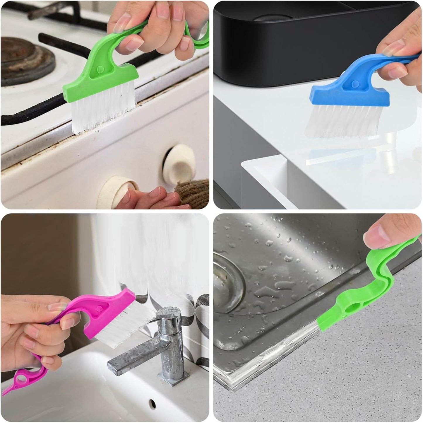 7Pcs Crevice Cleaning Brush, Multifunctional Window Track Cleaning Tools and Window Groove Cleaning Brush, Home Kitchen Bathroom Window Faucets, Easy to Use Cleaner Supplies Tool
