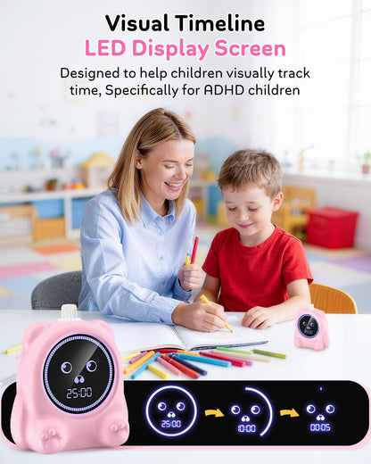 Visual Timer for Kids, 100 Min, Rechargeable Countdown Timers, Adjustable Sound Alert, Adjustable Brightness, Productivity Timers for ADHD, Silent Operation, Desk Time Management Tool for Toddler