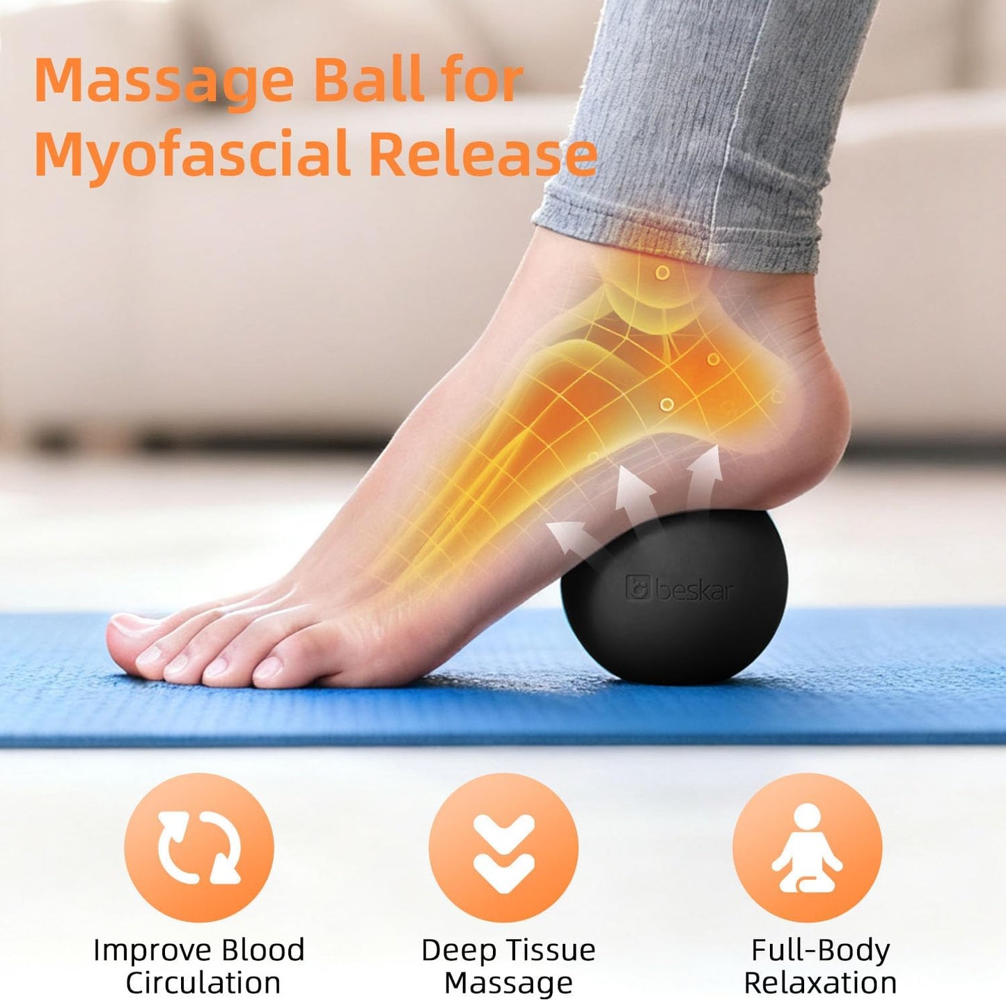 Massage Lacrosse Balls for Myofascial Release, Trigger Point Therapy | Foot Massage Ball to Relieve Plantar Fasciitis, Muscle Soreness