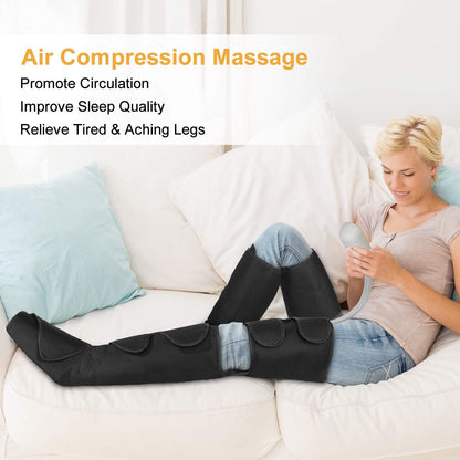 QUINEAR Full Leg Massager, Foot, Calf & Thigh Massage Machine- 3 Intensities 3 Modes Air Compression Therapy Device Help for Elderly Pain Relief, Swelling, RLS, Edema, 2 Extensions for Bigger Calf