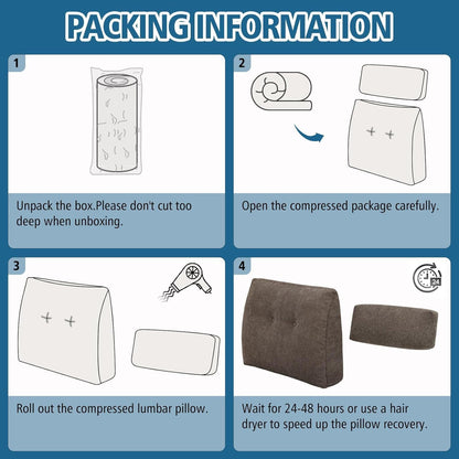 Back Support Pillow for Recliner Soft Dual Layer Lumbar Support Pillow with Shredded Memory Foam Ergonomic Orthopedic Couch Lumbar Cushions for Elderly Lower Back Pain Relief Dark Grey