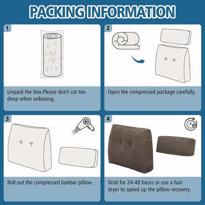 Back Support Pillow for Recliner Soft Dual Layer Lumbar Support Pillow with Shredded Memory Foam Ergonomic Orthopedic Couch Lumbar Cushions for Elderly Lower Back Pain Relief Dark Grey