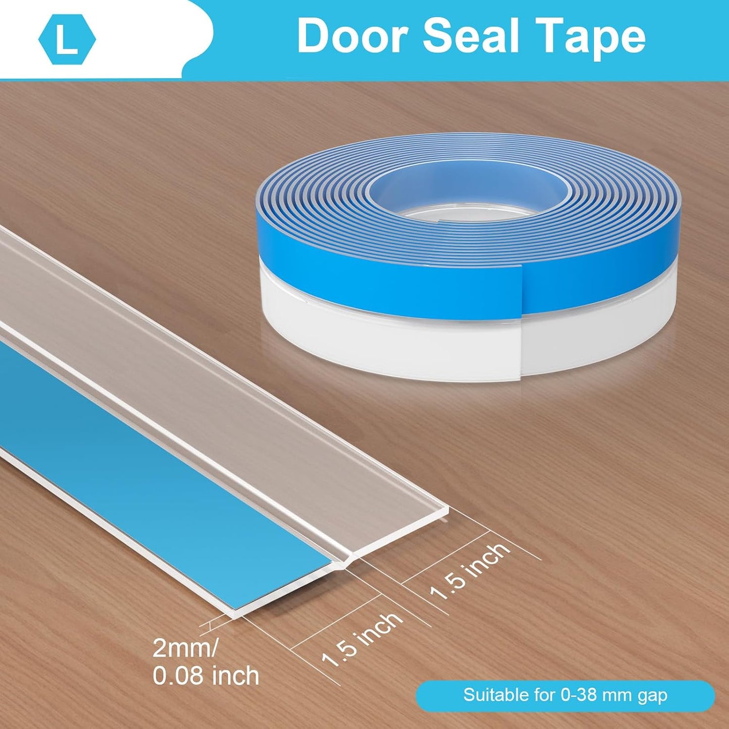 Weather Stripping Door Seal, 20 Ft Shower Door Seal, Clear, 1 in | Flexible door sweep for frames, fits doors, windows, and glass showers, seals gaps up to 0.5", blocks air leaks and dust