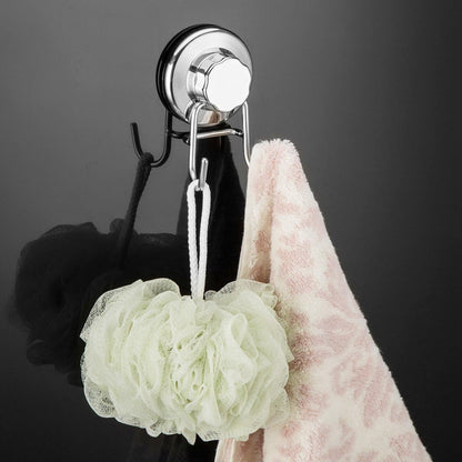 SANNO Suction Cup Hooks, Shower Squeegee Holder, Towel Robe Loofah Holder, Bathroom Kitchen Shower Wall Hooks, Bathroom Accessories, Black (2 Pack)