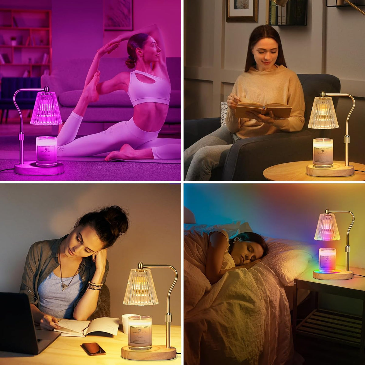 Engpure Candle Warmer Lamp - Candle Warmer Lamp with Timer and Dimmer Adjustable Height,Electric Wax Melt Warmer with 2 Bulbs for Scented Jar Candles Home Decor Mother's Day Gifts, Amber