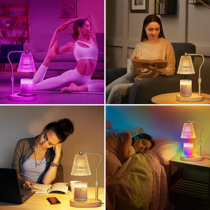 Engpure Candle Warmer Lamp - Candle Warmer Lamp with Timer and Dimmer Adjustable Height,Electric Wax Melt Warmer with 2 Bulbs for Scented Jar Candles Home Decor Mother's Day Gifts, Amber