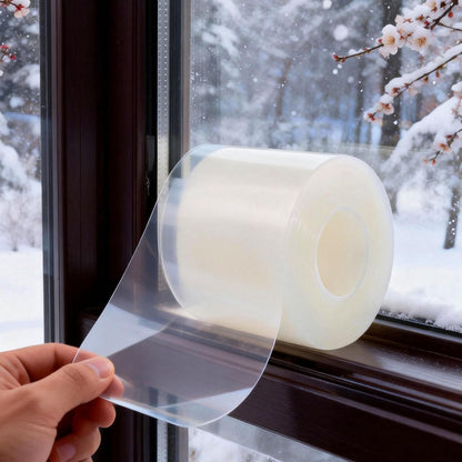 Window Sealing Tape 2 Inch x 33 Ft Transparent Window Insulation Waterproof Nano Draft Isolation Tape Clear Weather Stripping Caulk Tape for Window and Bathroom Shower Glass Side Gaps