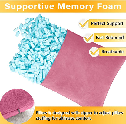 1 MIDDLE ONE 2 Pack Small Pillow, Memory Foam Mini Pillow 11 X 7 Inches for Travel, Sleeping, Nap and Neck, Knee, Lumbar Support, Tiny Cushion for Pet, Dogs (Grey)