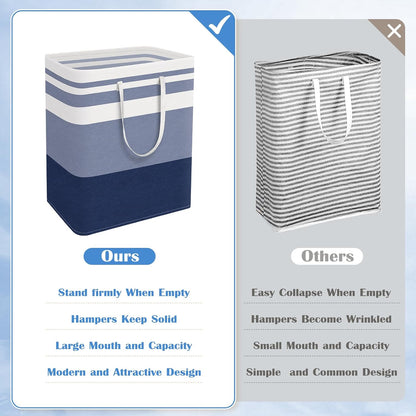 BlissTotes 3-Pack Laundry Basket, Collapsible Laundry Hamper, Grey, 75L | Laundry Clothes Hamper, Hampers for Bedroom, Freestanding Hamper with Handles, Clothes Laundry Basket
