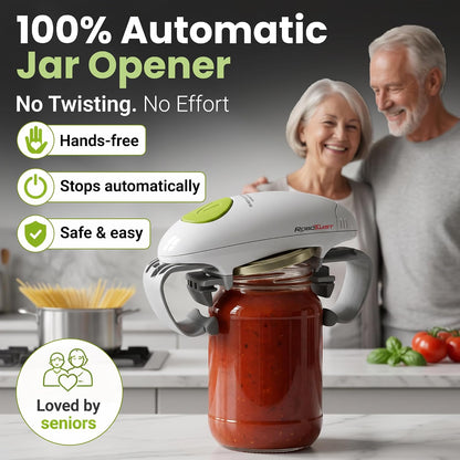 Robotwist Automatic Jar Opener Deluxe Model with Improved Torque | Electric, One Touch Hands Free for Seniors with Arthritis or Weak Hands, Fits All Jars 1.2–3.5 in