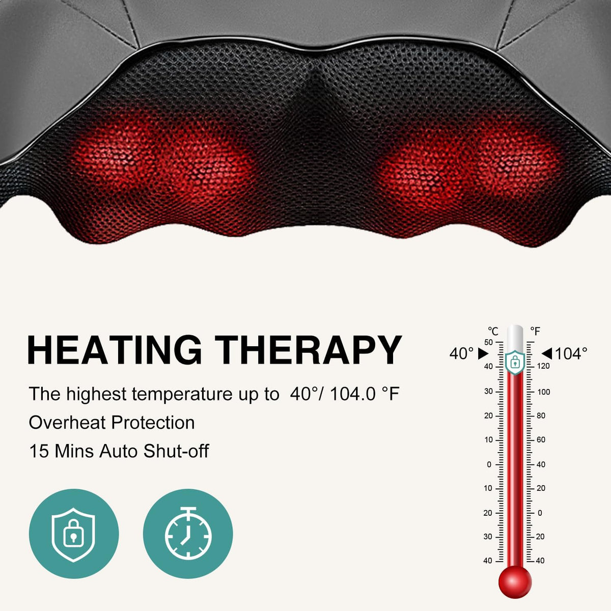 Nekteck Shiatsu Neck Massager with Heat for Pain Relief, NOT Cordless