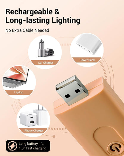 DEWENWILS USB Rechargeable Book Reading Light, 3000K Warm White, Brightness Adjustable Clip on LED Bookmark Lamp at Night in Bed, Portable Booklight for Bookworms, Kids