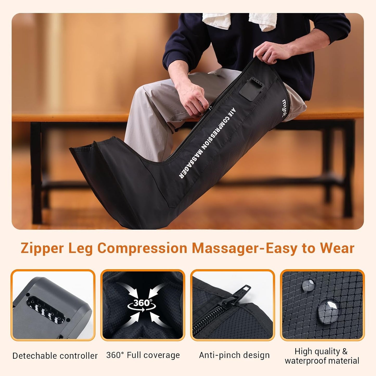 Full Leg Air Compression Massager, Sequential Cordless Compress Massager | Therapy Machine for Circulation Pain Relief, Rechargeable Leg Massage Recovery System with Multiple Modes for Athlete