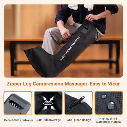 Full Leg Air Compression Massager, Sequential Cordless Compress Massager | Therapy Machine for Circulation Pain Relief, Rechargeable Leg Massage Recovery System with Multiple Modes for Athlete