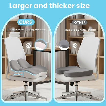 Seat Cushion, Memory Foam for Sit Bone and Back Pain Relief | Dual-Hole Ventilation, Coccyx,Sciatica and Tailbone Hip Relief ,Posture Support ,Office Chair and Car Seat,Home Use
