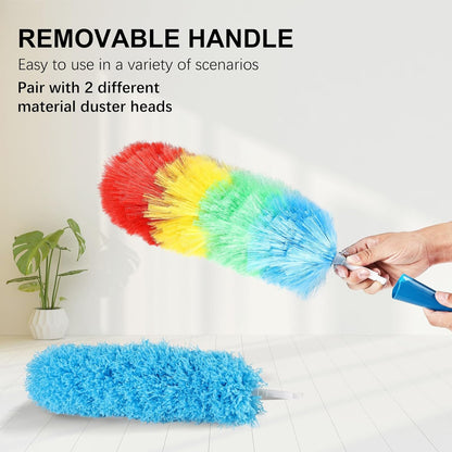 4PCS Microfiber Duster Kit, 3 in 1 Microfiber Dusters Retractable Gap Dust Cleaner and Chenille Duster with 83 inches Extra Long Extension Pole for Cleaning Ceiling Fan, High Ceiling
