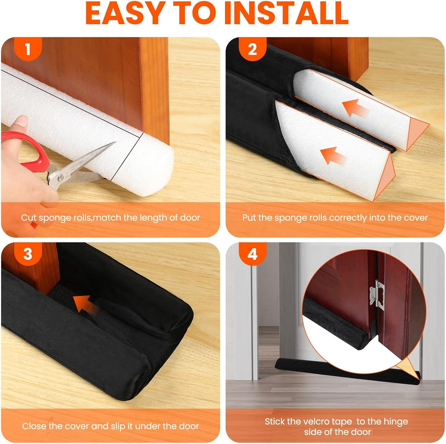 GDHOMM Door Draft Stopper for Bottom of Doors Weather Stripping Door Gap Filler Soundproof Size Adjustable 30"-36", Gray