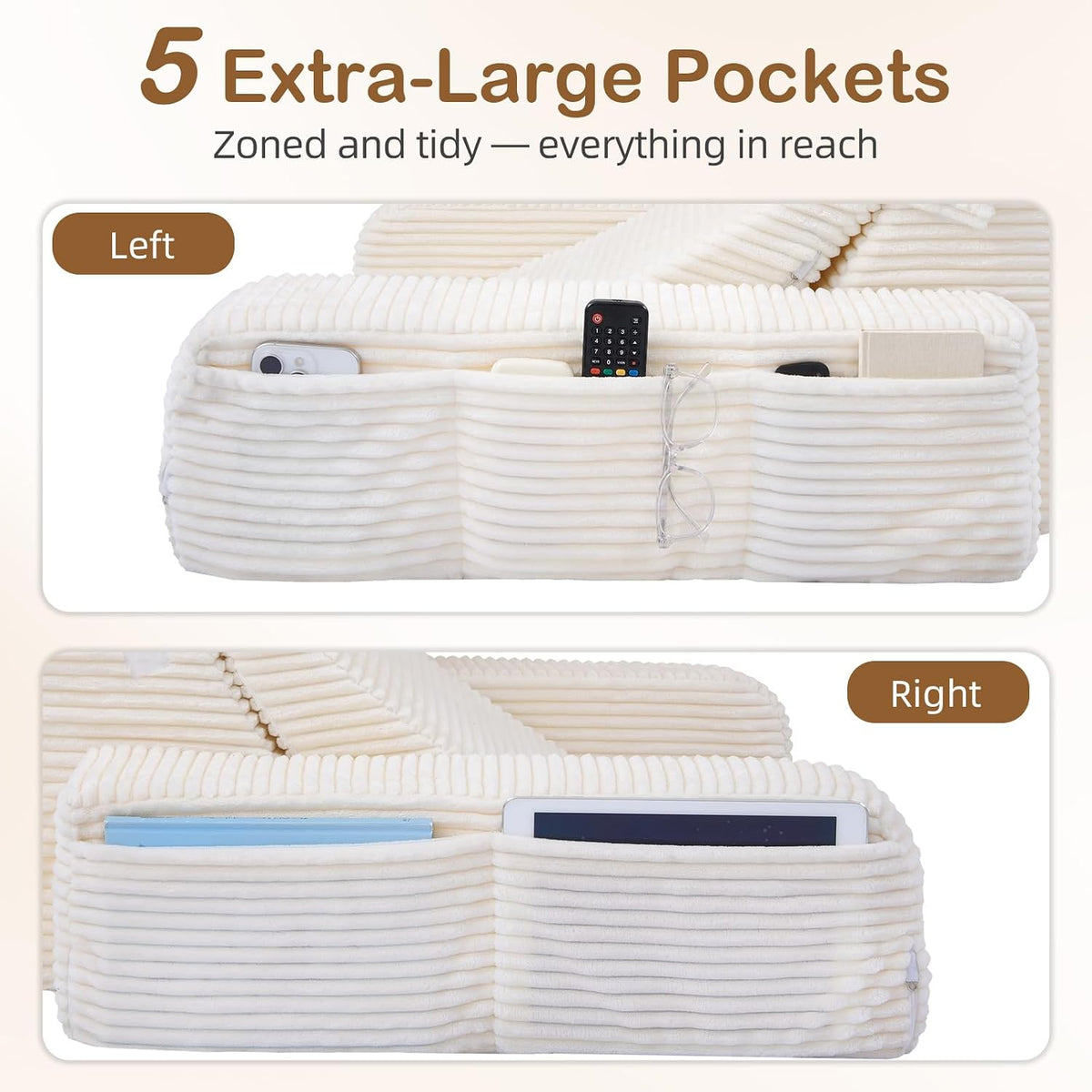 Vekkia 21" Reading Pillow for Adults with Armrests and Adjustable Backrest
