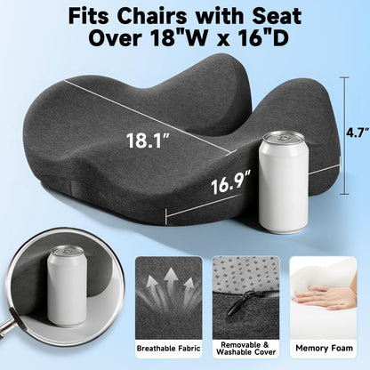 Office Chair Cushion Tailbone Pressure Relief Long Sitting Comfort Large