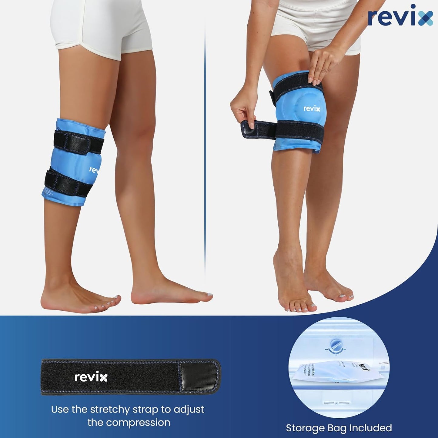 REVIX XL Knee Ice Wrap Around Entire Knee, Gel Ice Pack for Muscle Ache, Cold Pack to Reduce Discomfort and Promote Flexibility, Soft Plush Linings, Purple