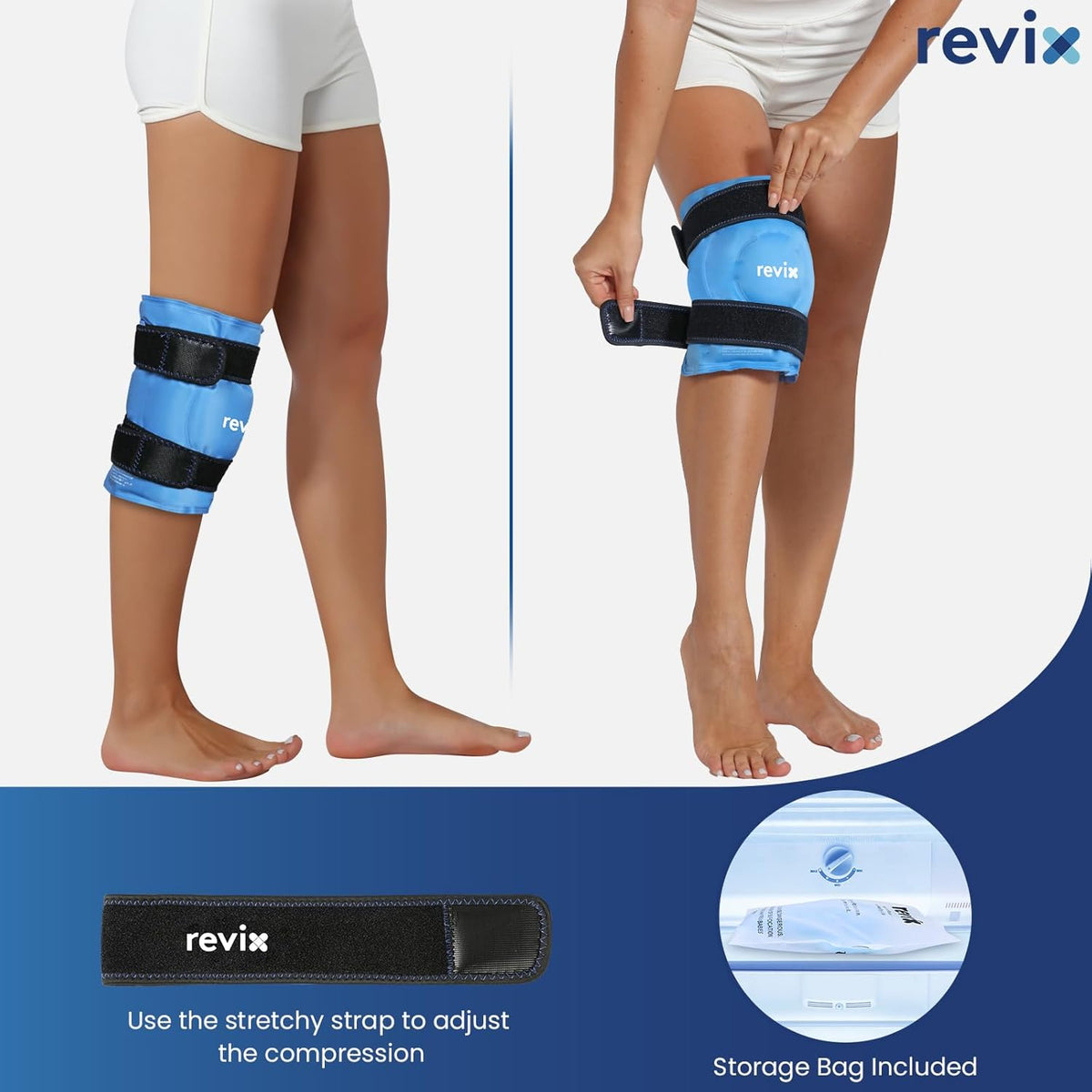 REVIX XL Knee Ice Wrap Around Entire Knee, Gel Ice Pack for Muscle Ache, Cold Pack to Reduce Discomfort and Promote Flexibility, Soft Plush Linings, Purple