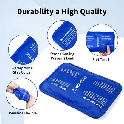 Gel Ice Packs for Injuries Reusable 2 Packs Hot Cold Gel Wrap with Strap