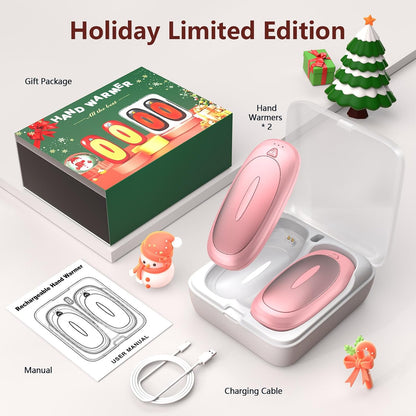 3-in-1 Electric Hand Warmers Rechargeable 2 Pack,14000mAh Portable Dual-Sided Handwarmer with Charging Case, 3 Levels Fast Heating Pocket Warmers,Gifts for Men,Women,Raynauds,Hunting Gear