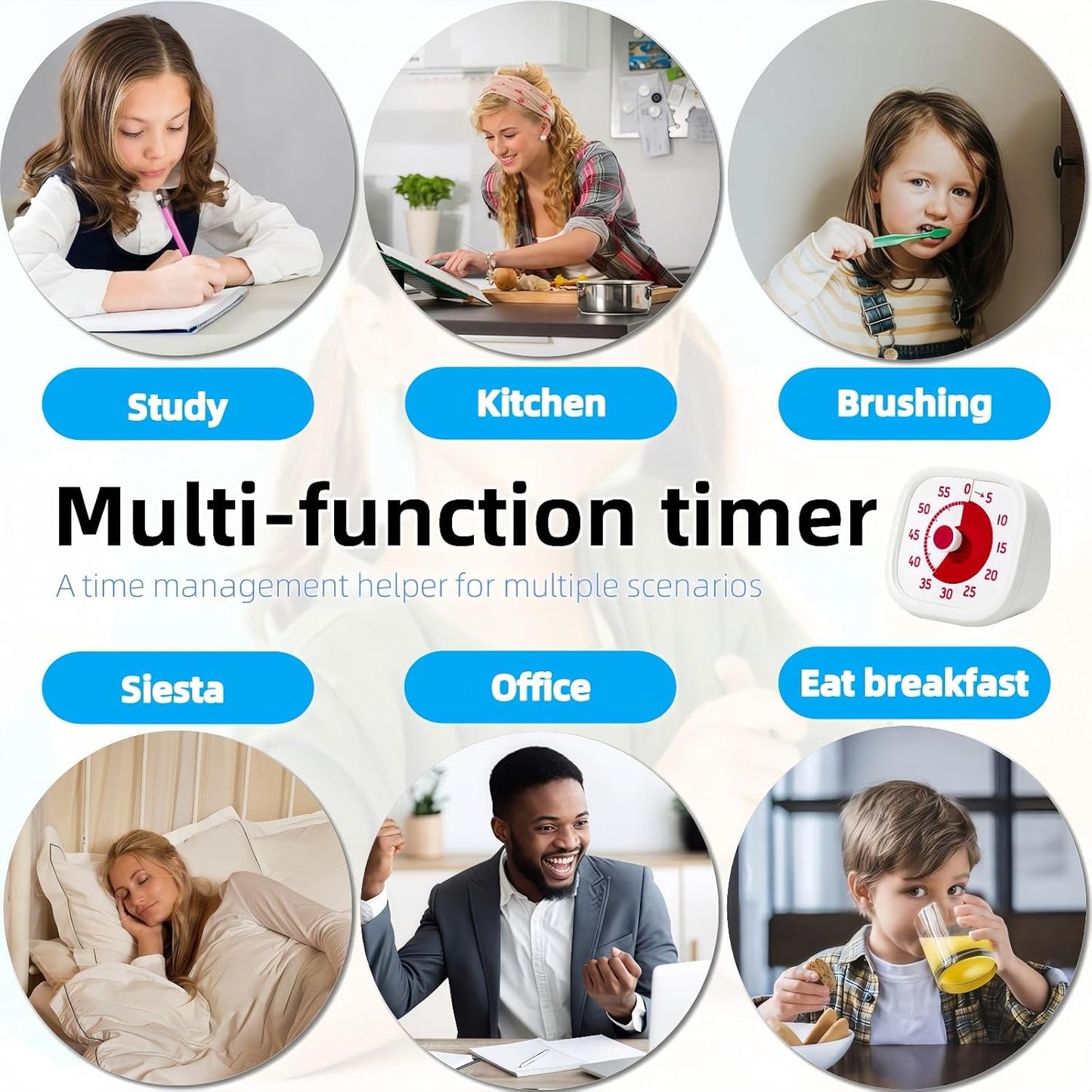 Visual Timer for Kids - 60 Minute Visual Kids Timer for Classroom Home Office, Countdown Timer for Cooking Teaching Working Meeting (Orange)